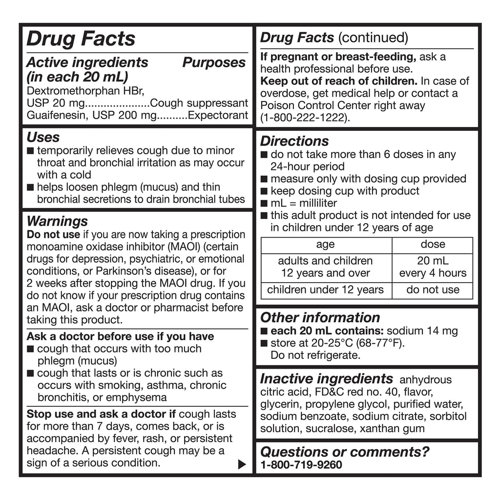 Equate Tussin Cough and Chest Congestion DM, Raspberry, 8 fl oz E627219