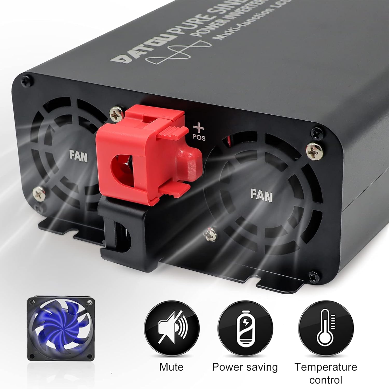 Pure Sine Wave Power Inverter 1500W DC 12V to AC 110V with 2 Outlets LCD Display X168216