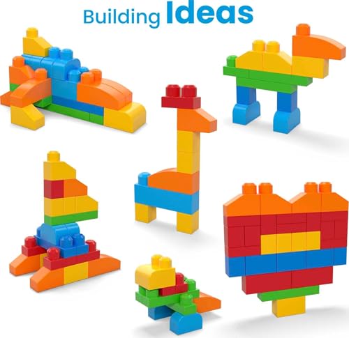 MEGA BLOKS First Builders Toddler Blocks Toy Set, 150 Pieces with Storage, Blue, Ages 1+ Y5233