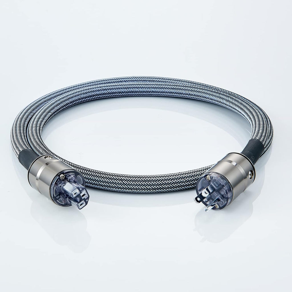 Pailvens HiFi Power Cable AC Power Cord 3-Prong US Plug, 12AWG Audiophile Power Line with Braided Sleeves for Power Filter, Turntable, Amplifier, CD Player, Silver Color Plug, 5FT/ 1.5m Pack of 2