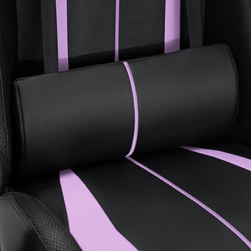 HOFFREE RGB Gaming Chair with Speakers and Footrest, Blue and Black B69323