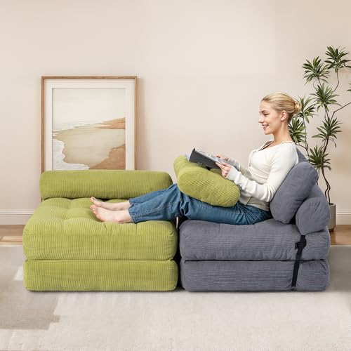 Folding Sofa Bed Convertible Sleeper Chair with Pillow, Grey L546