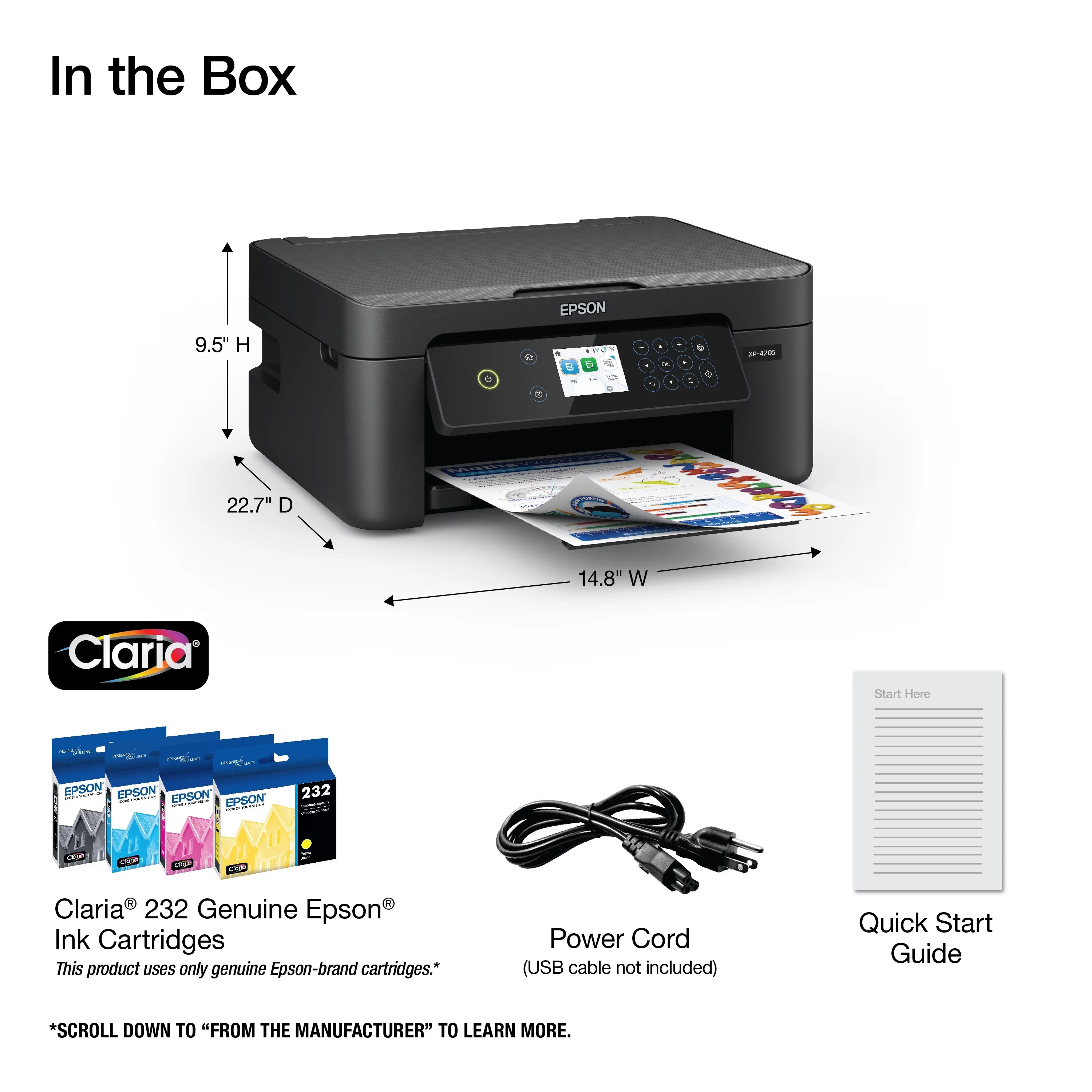 Epson Expression Home XP-4205 Wireless Color Printer with Scanner and Copier D42165