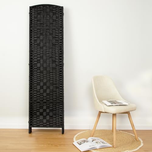 Rose Home Fashion 6 ft Tall Room Divider 4 Panel Folding Privacy Screen, Dark Coffee C8634