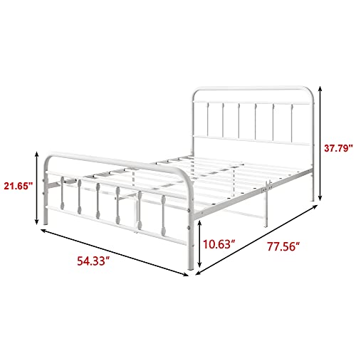 Vintage Full Size Metal Bed Frame with Headboard and Footboard, Black Z946901