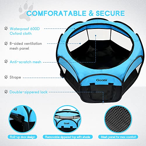 Portable Dog Playpen for Small Dogs Indoor Outdoor, Collapsible with Roof Cover, Green C304366