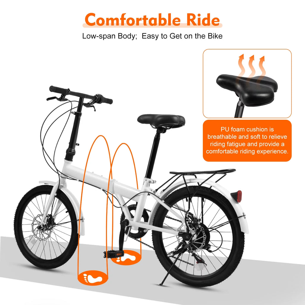 20-inch 7-Speed Folding Bike Urban Commuter Bicycle E555