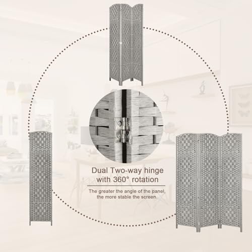 Rose Home Fashion 6 ft Tall Room Divider 4 Panel Folding Privacy Screen, Dark Coffee C8634