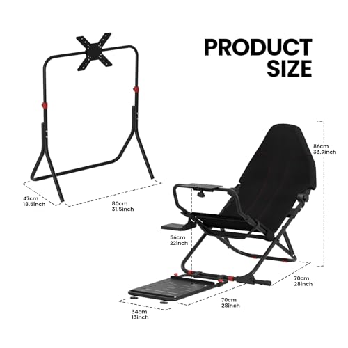 RACGTING Racing Simulator Cockpit with TV Monitor Stand Q369
