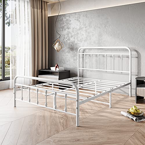Vintage Full Size Metal Bed Frame with Headboard and Footboard, Black Z946901
