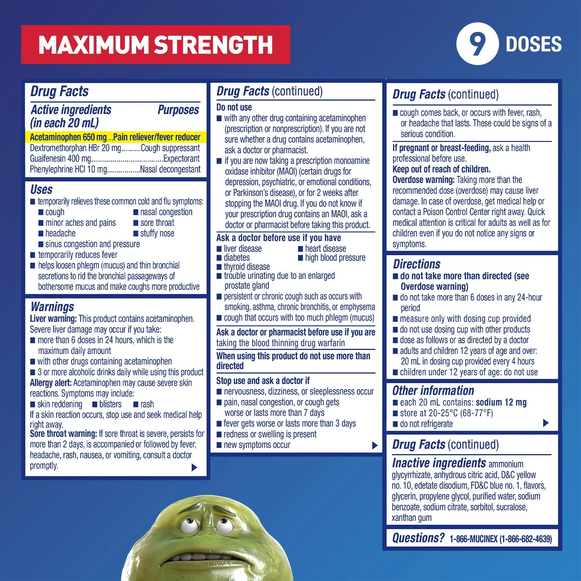 Mucinex Fast Max Kickstart Cold and Flu Medicine, Menthol Flavor, 6 fl oz W399