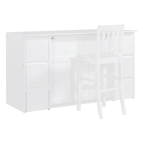 Full Size Murphy Bed with Drawers, Cabinets and USB Ports, Gray D589081