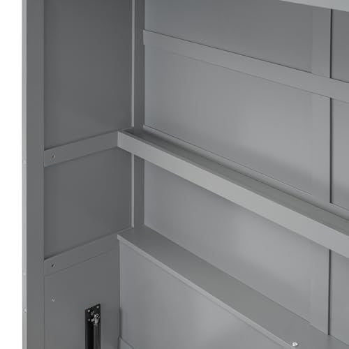 Full Size Murphy Bed with Drawers, Cabinets and USB Ports, Gray D589081