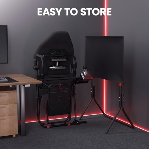 RACGTING Racing Simulator Cockpit with TV Monitor Stand Q369