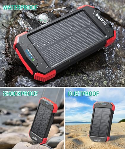 BLAVOR Solar Charger Power Bank 10,000mAh, Wireless, 20W USB-C S38060