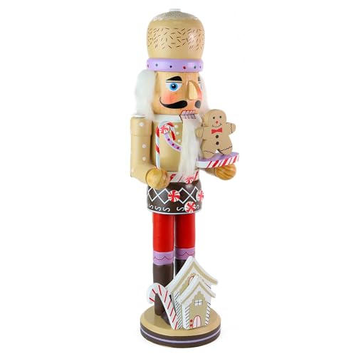 Ornativity Gingerbread Chef Nutcracker - Wooden Ginger Bread Man Cookie Theme Baker Christmas Nutcracker Xmas Figure Holiday Decoration 14"