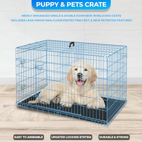 FDW Dog Crate for Large Dogs 48 Inch Folding Metal Wire Cage Double Door N1299