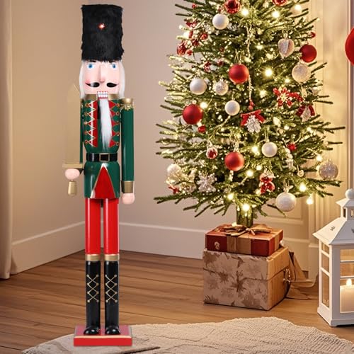 MUMTOP 42 Inch Wooden Nutcracker Christmas Decoration with Black Fur Hat U9826