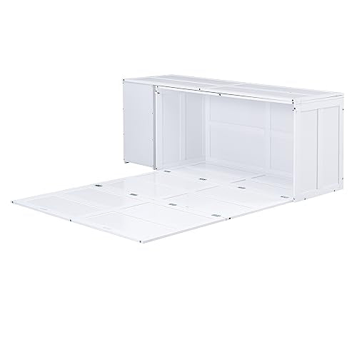 Merax Queen Murphy Bed with Rotable Desk, Storage Shelves, Grey W17874