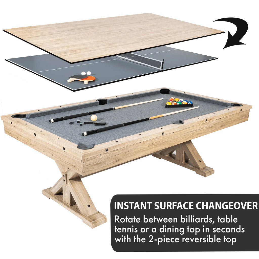 Freetime Fun Rockford 7-ft 3 in 1 Multi Game Pool Table with Dining and Table Tennis Tables F315982