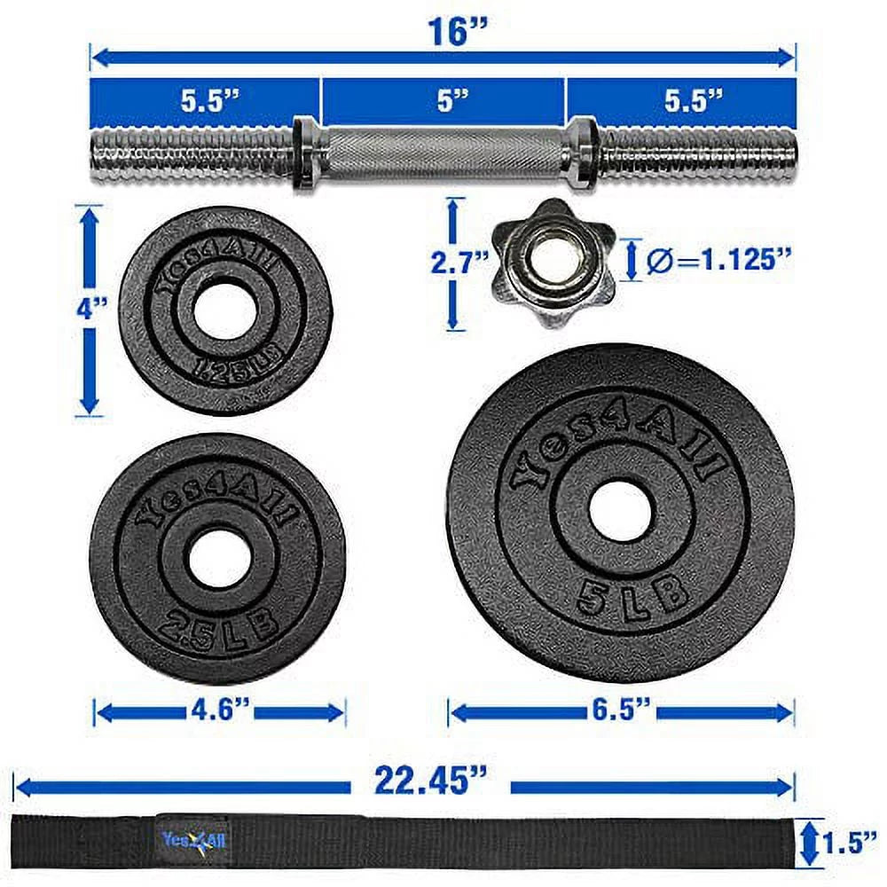 Yes4All 200 lbs Adjustable Dumbbell Set, Cast Iron Pair D6439