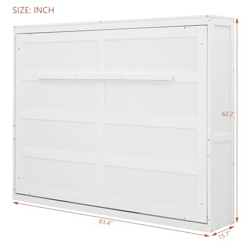 Full Size Murphy Bed with Drawers, Cabinets and USB Ports, Gray D589081