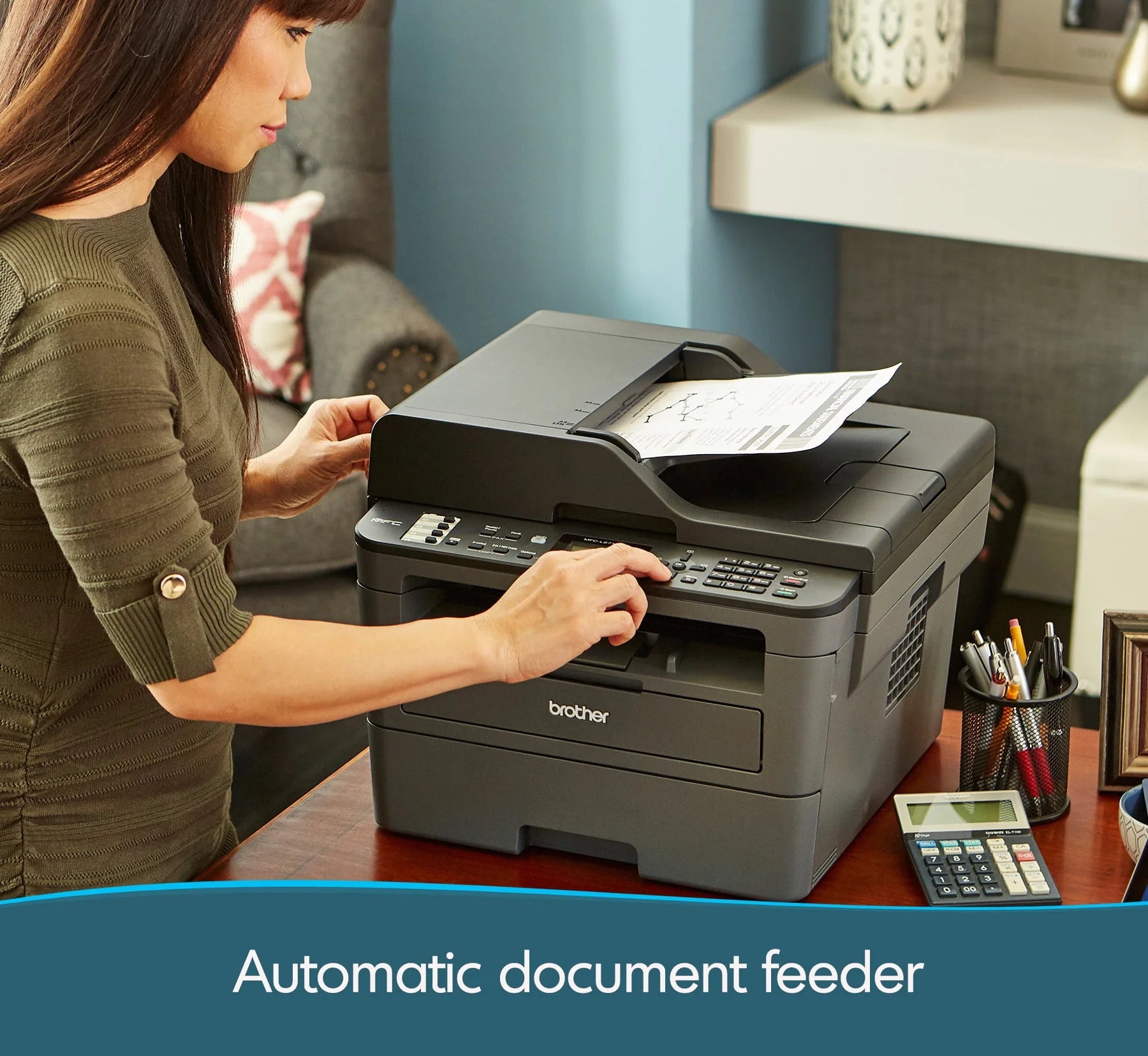 Brother MFC-L2710DW Monochrome Laser All-in-One Printer, Wireless Duplex H19542