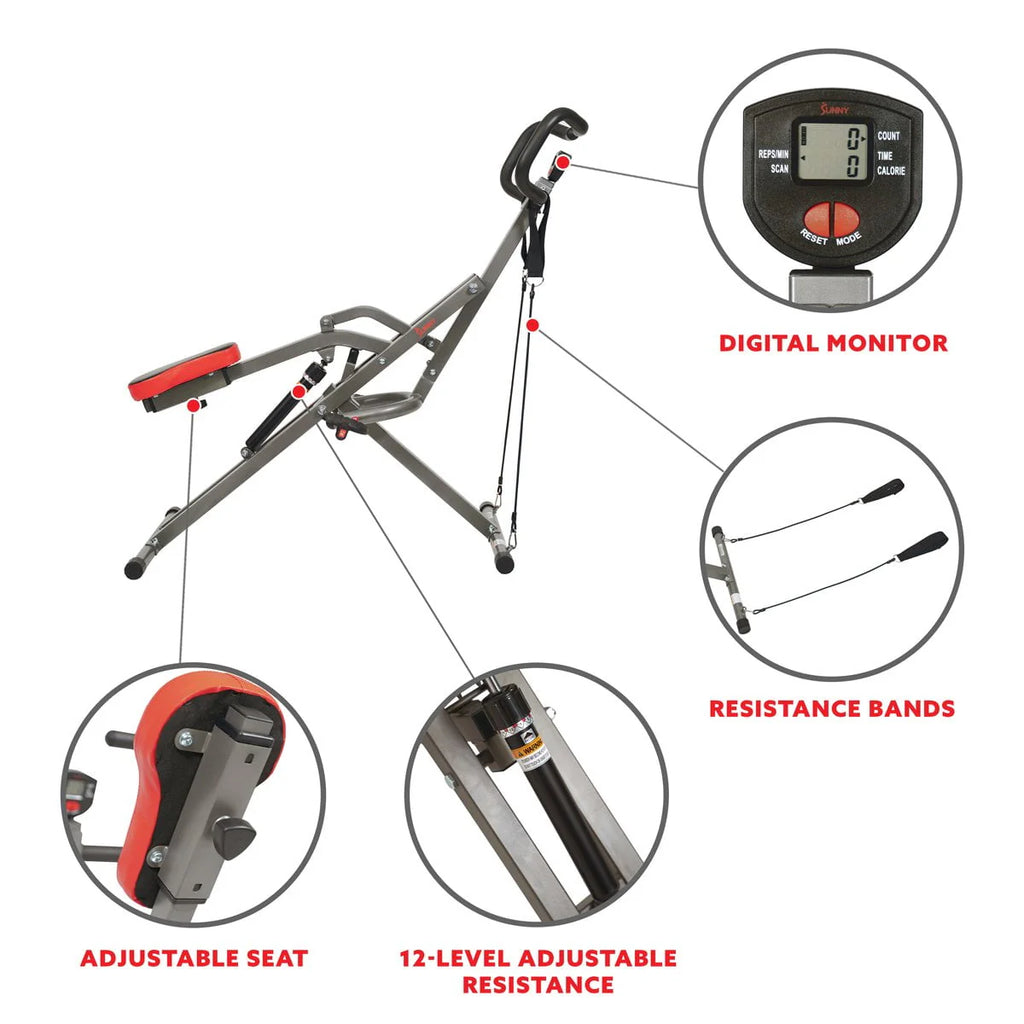 Sunny Health & Fitness Row-N-Ride PRO Squat Assist Trainer Z7578