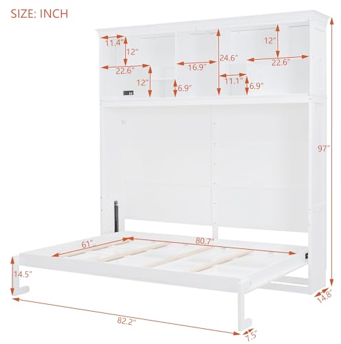 Ball & Cast Queen Murphy Bed Wall Chest with USB and Storage X29201