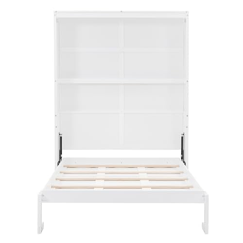 Full Size Murphy Bed with Drawers, Cabinets and USB Ports, Gray D589081