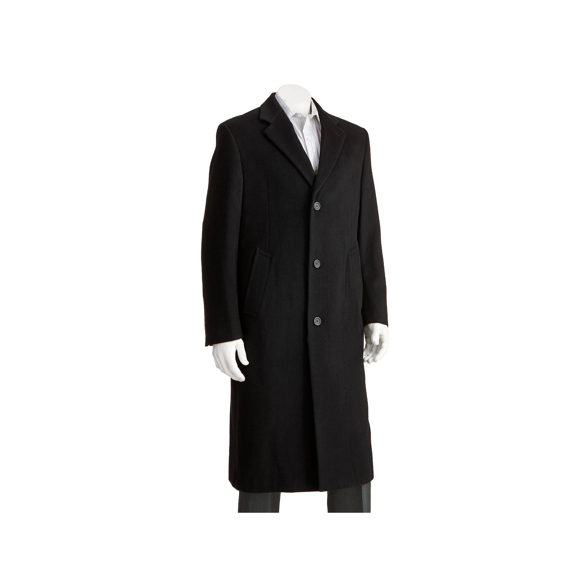 Men's Jean-Paul Germain Classic-Fit Wool-Blend Top Coat, Black E567
