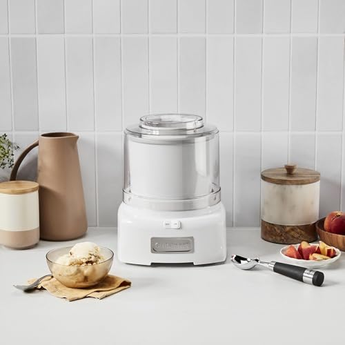 Cuisinart Ice Cream Maker, 1.5 Quart, Sorbet & Frozen Yogurt, ICE-21P1, White A833541