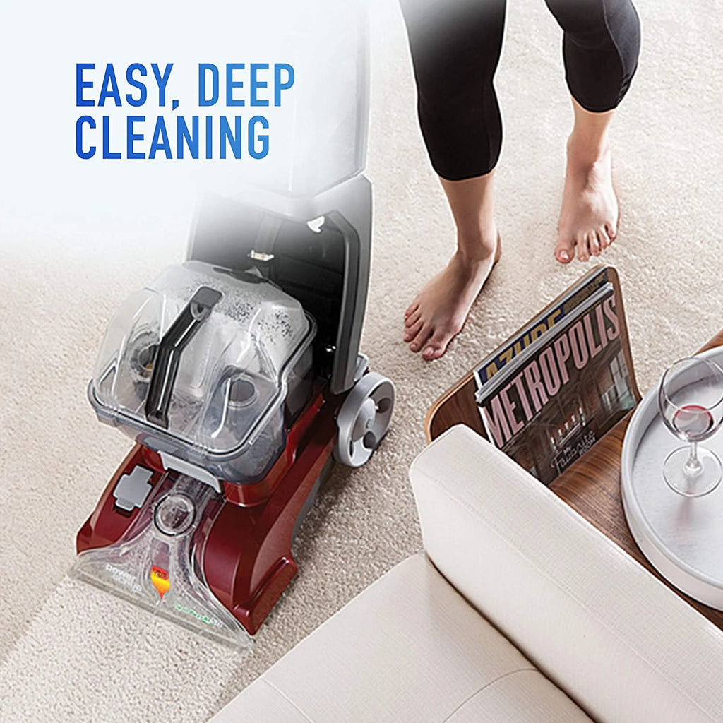 Hoover Power Scrub Deluxe Carpet Cleaner Machine, Upright Shampooer, Red N77491