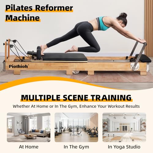 Pilates Reformer Machine Foldable Wooden with Springs, Jump Board & Sitting Box L43413