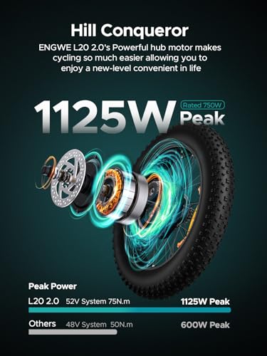 ENGWE L20 2.0 Electric Bike for Adults, 20" Fat Tire, Removable Battery T679486