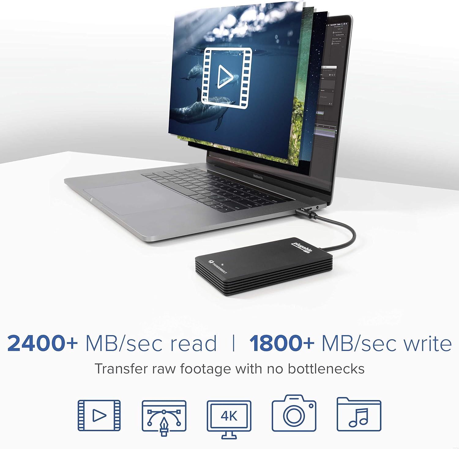 Plugable 2TB Thunderbolt 3 External SSD NVMe Drive M383162