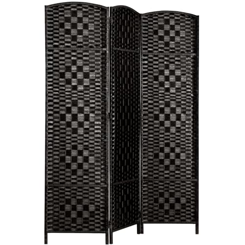 Rose Home Fashion 6 ft Tall Room Divider 4 Panel Folding Privacy Screen, Dark Coffee C8634