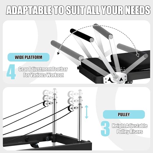 Pilates Reformer Machine for Home Workout, Foldable with Dual Resistance, 400 lbs Capacity E110