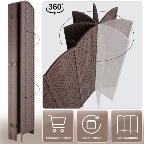 Rose Home Fashion 6 ft Tall Room Divider 4 Panel Folding Privacy Screen, Dark Coffee C8634