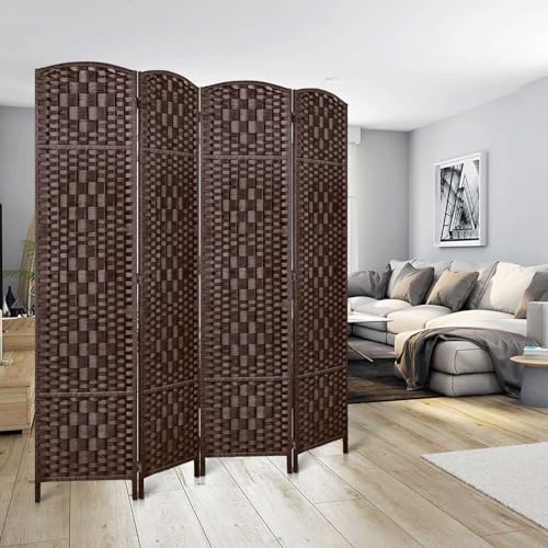 Rose Home Fashion 6 ft Tall Room Divider 4 Panel Folding Privacy Screen, Dark Coffee C8634