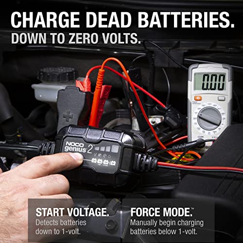 NOCO GENIUS2 2A 6V/12V Smart Battery Charger for Lead-Acid & Lithium Batteries M9847