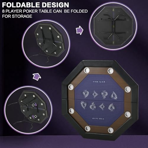 Foldable 50" Octagon Poker Table with Cup Holders L79369