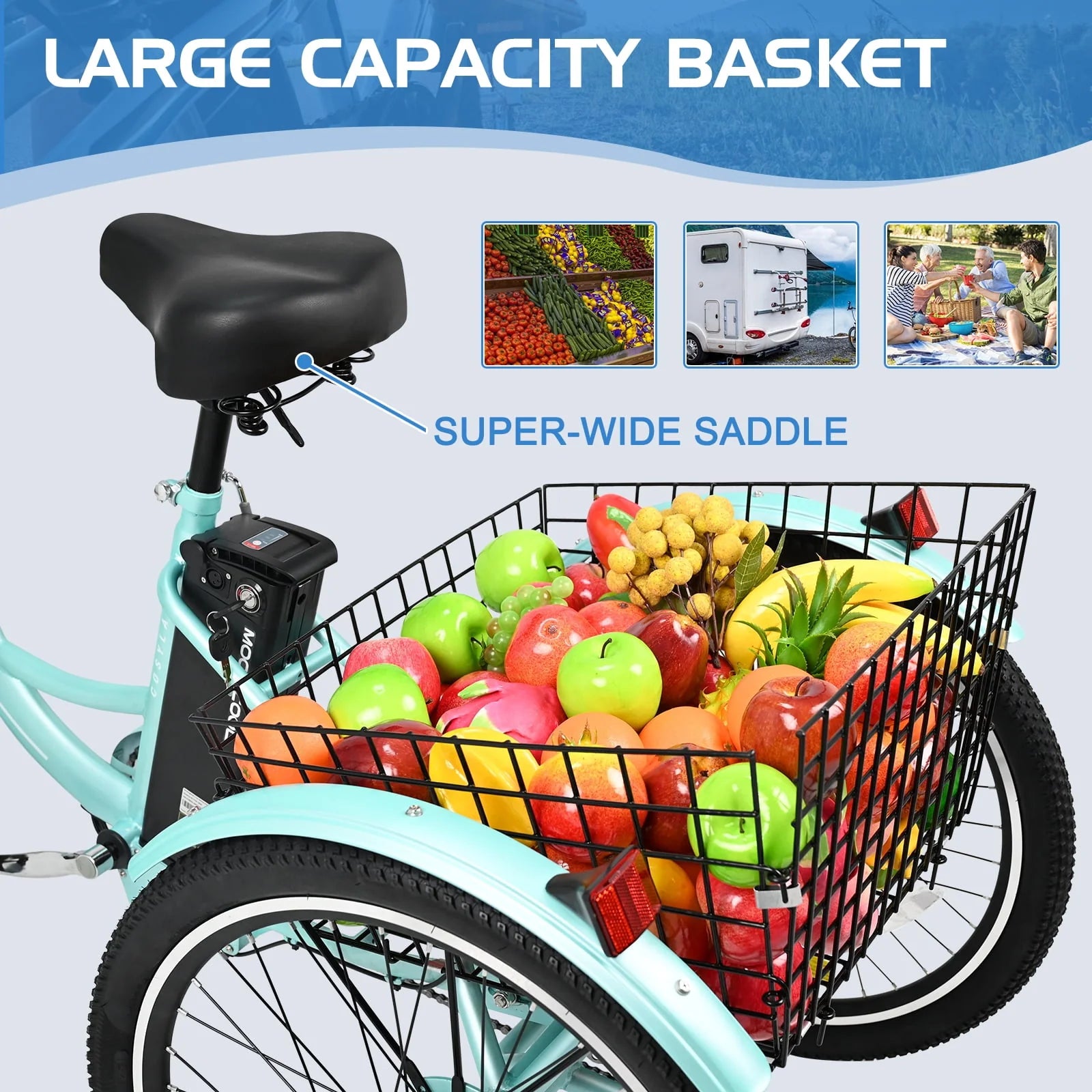 Lilypelle Adult Electric Tricycle 3-Wheel Bike for Seniors E1378