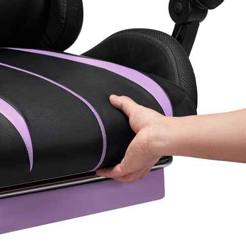 HOFFREE RGB Gaming Chair with Speakers and Footrest, Blue and Black B69323
