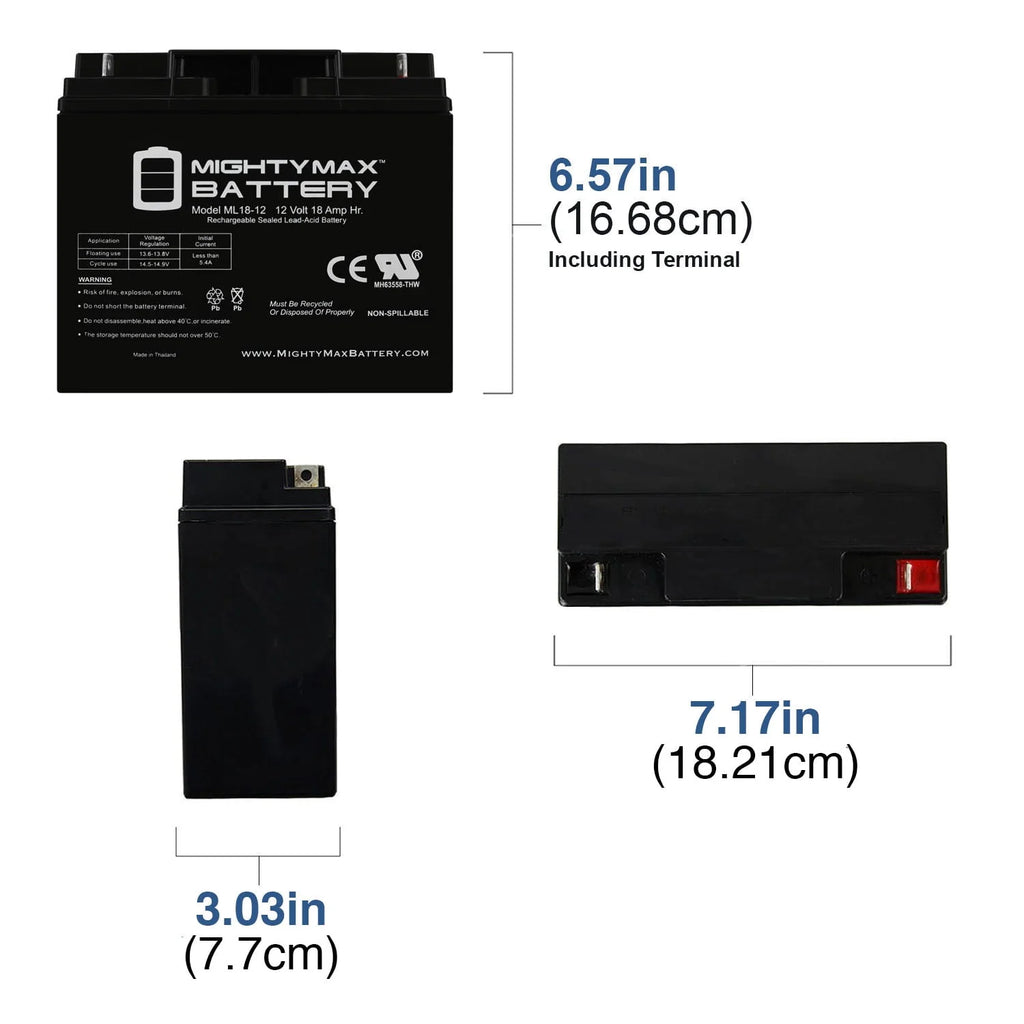 12V 18AH SLA Replacement Battery for Powerland Generator K467722