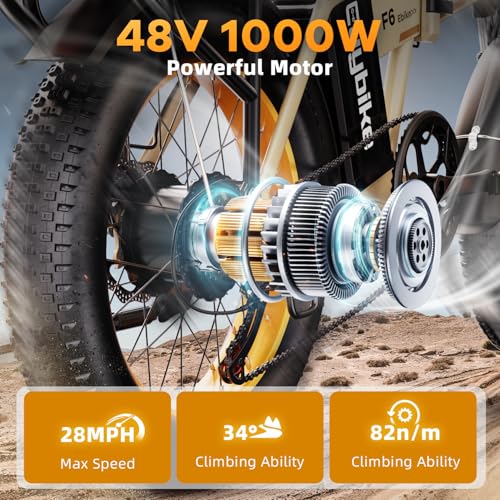 Folding Electric Bike 1000W 48V 20AH Removable Battery 20" Fat Tire for Adults C847123
