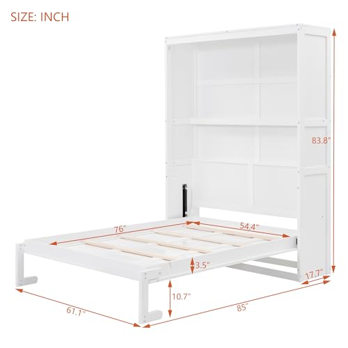 Full Size Murphy Bed with Drawers, Cabinets and USB Ports, Gray D589081