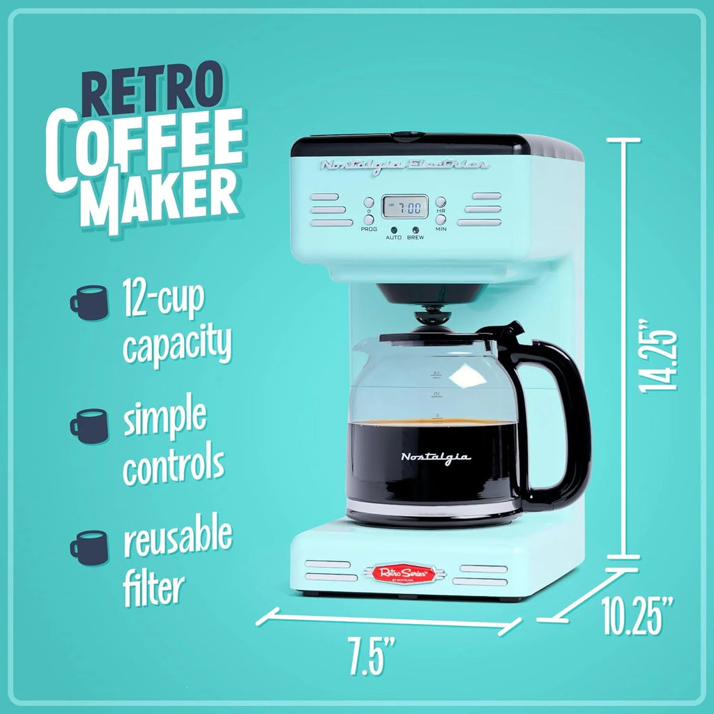 Nostalgia Retro 12-Cup Programmable Coffee Maker, Aqua E191