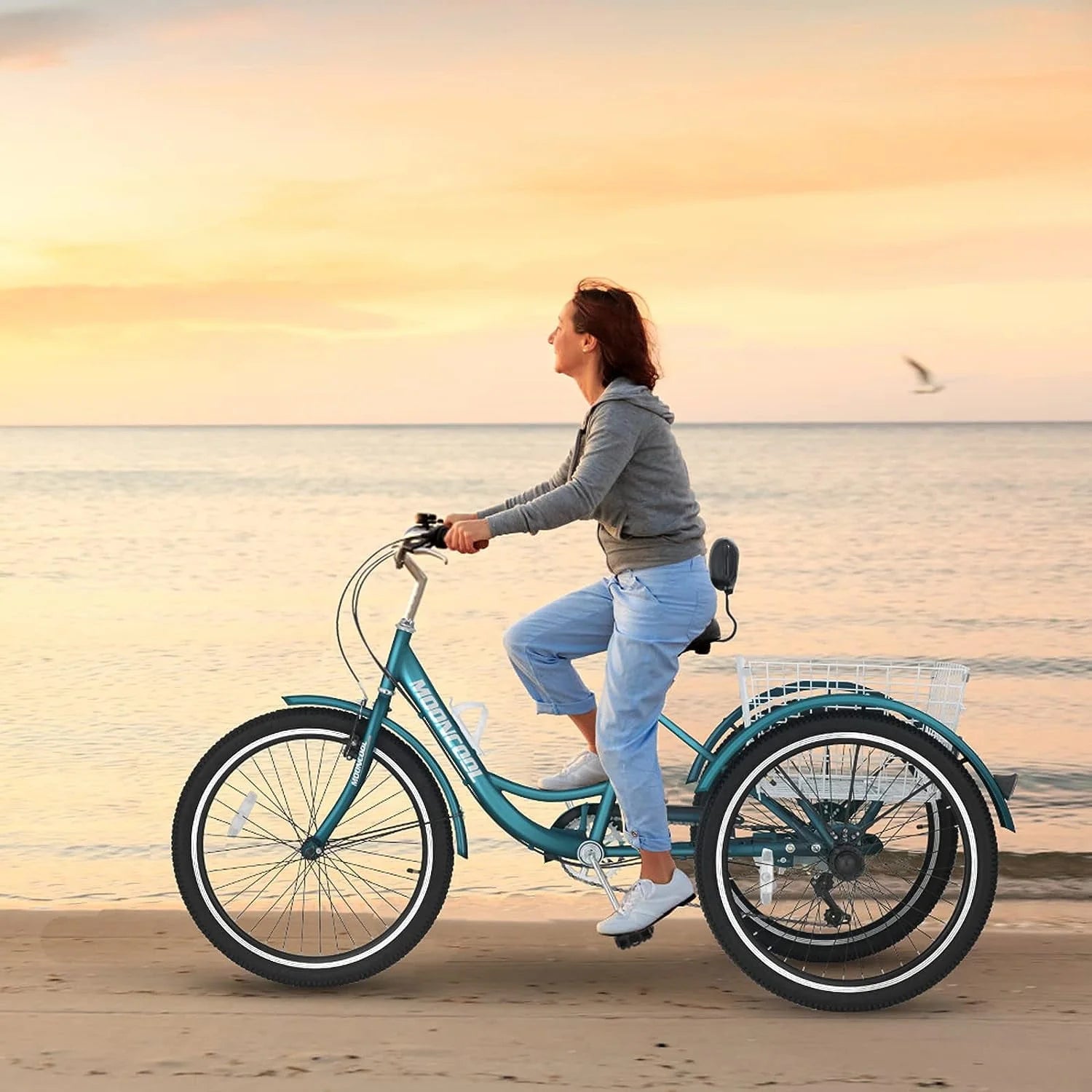 FICISOG 26 Adult Tricycle, 3 Wheel 7 Speed, 450lbs Capacity with Basket X547