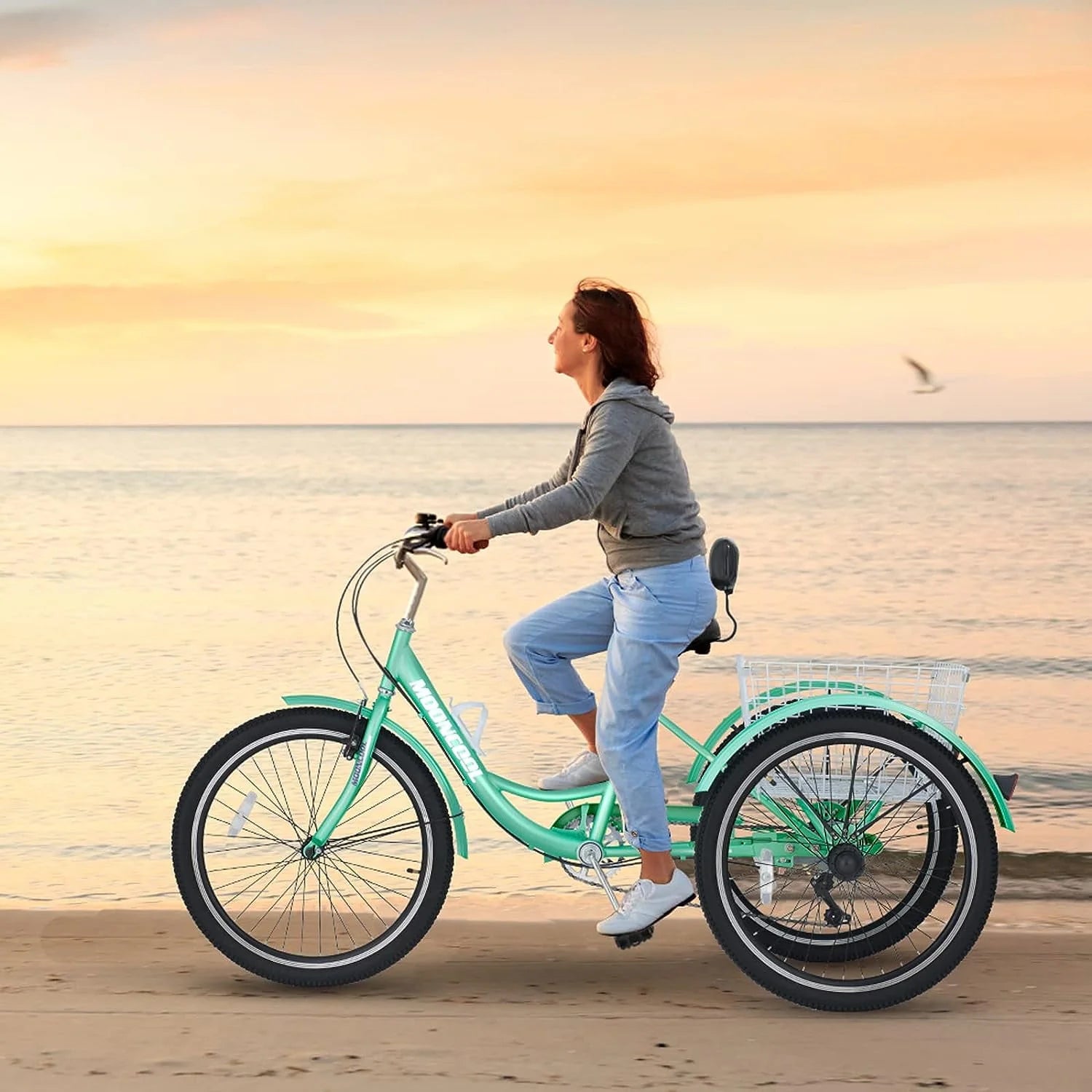 FICISOG 26 Adult Tricycle, 3 Wheel 7 Speed, 450lbs Capacity with Basket X547